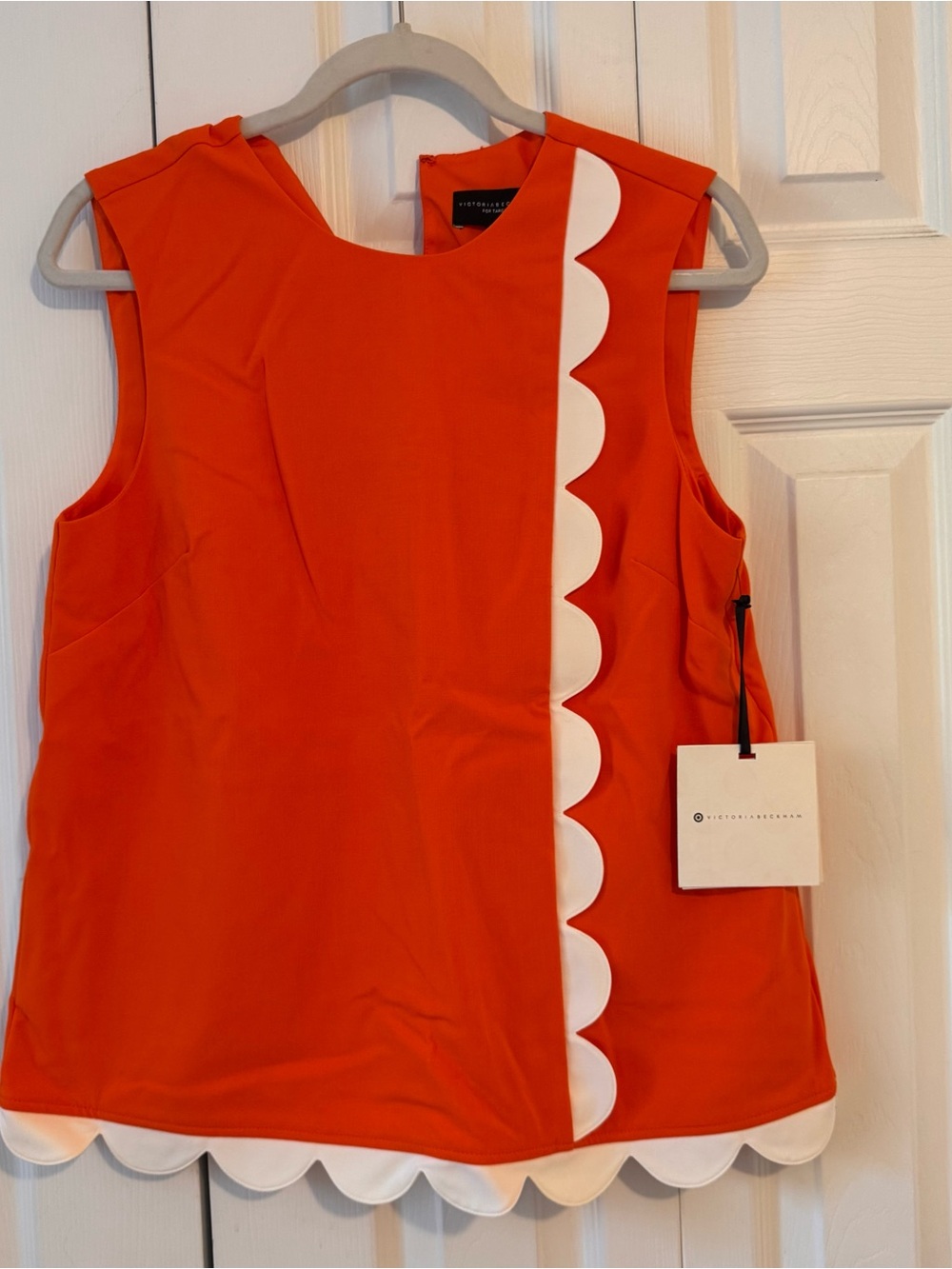Victoria Beckham for Target Orange Tank Top with White Scallop Trim